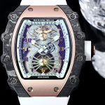 High-End Super Clone Richard Mille 21-01 Tourbillon Aerodyne Watch For Men – Carbon Fiber Skeleton Dial, White Rubber Strap image 3