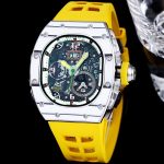 Super Clone Richard Mille 62-01 Tourbillon ACJ Watch with Yellow Rubber Strap – High-Precision Skeleton Dial & Titanium Case image 3