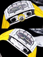 Super Clone Richard Mille 62-01 Tourbillon ACJ Watch with Yellow Rubber Strap – High-Precision Skeleton Dial & Titanium Case image 6