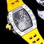 Super Clone Richard Mille 62-01 Tourbillon ACJ Watch with Yellow Rubber Strap – High-Precision Skeleton Dial & Titanium Case image 7