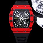 Swiss Super Clone Richard Mille RM 35-02 Rafael Nadal Red Carbon Watch With Black Rubber Strap – Lightweight And Striking Design image 3