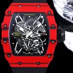 Swiss Super Clone Richard Mille RM 35-02 Rafael Nadal Red Carbon Watch With Black Rubber Strap – Lightweight And Striking Design image 4