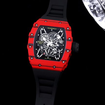 Swiss Super Clone Richard Mille RM 35-02 Rafael Nadal Red Carbon Watch With Black Rubber Strap – Lightweight And Striking Design image 2