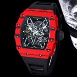 Swiss Super Clone Richard Mille RM 35-02 Rafael Nadal Red Carbon Watch With Black Rubber Strap – Lightweight And Striking Design image 6