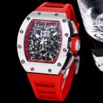Richard Mille RM 011-FM Super Clone – Red Rubber Strap & Precision Swiss Movement For Elite Style image 4