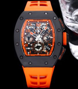 Best Richard Mille RM 011-FM Super Clone Felipe Massa Orange Storm Ceramic Men’s Watch – Orange Rubber Strap image 2