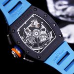 Best Super Clone Richard Mille RM 11-05 Swiss Watch – Blue Rubber Strap, Skeleton Dial, Carbon Fiber Case image 8