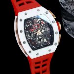 Luxury Swiss Super Clone Richard Mille RM 011 Felipe Massa White Demon Watch With Red Rubber Strap – Ultimate Precision & Bold Design image 4