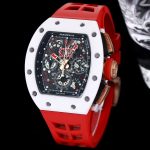 Luxury Swiss Super Clone Richard Mille RM 011 Felipe Massa White Demon Watch With Red Rubber Strap – Ultimate Precision & Bold Design image 5