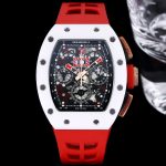Luxury Swiss Super Clone Richard Mille RM 011 Felipe Massa White Demon Watch With Red Rubber Strap – Ultimate Precision & Bold Design image 2