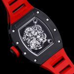Luxurious Super Clone Richard Mille RM 055 Bubba Watson Black Ceramic Case with Red Rubber Strap – Bold Skeleton Dial image 7