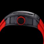 Luxurious Super Clone Richard Mille RM 055 Bubba Watson Black Ceramic Case with Red Rubber Strap – Bold Skeleton Dial image 6