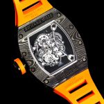 Super Clone Richard Mille RM 055 – Bold Carbon Case & Skeleton Dial With Vibrant Orange Rubber Strap image 5