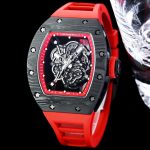 Swiss Super Clone Richard Mille RM 055 NTPT Carbon Watch With Red Strap – Sporty, Luxurious, and Precision Engineered image 4