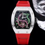 Luxurious Richard Mille RM 026 Super Clone Watch – Swiss Movement, Diamond-Set Steel Case, Red Rubber Strap For Elegance image 2