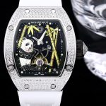 Super Clone Richard Mille RM 26-01 Swiss Tourbillon Panda White Diamond Bezel Watch image 3