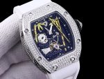 Super Clone Richard Mille RM 26-01 Swiss Tourbillon Panda White Diamond Bezel Watch image 4