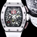 Luxury Swiss Super Clone Richard Mille RM 011 50mm Watch – Skeleton Dial, White Rubber Strap, Sporty Elegance image 3