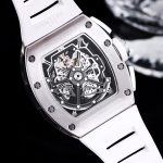 Luxury Swiss Super Clone Richard Mille RM 011 50mm Watch – Skeleton Dial, White Rubber Strap, Sporty Elegance image 8