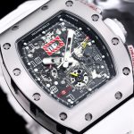 Luxury Swiss Super Clone Richard Mille RM 011 50mm Watch – Skeleton Dial, White Rubber Strap, Sporty Elegance image 5