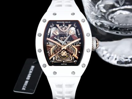 Swiss Super Clone Richard Mille RM 047 Samurai Skeleton Tourbillon Watch With White Rubber Strap – Exquisite Design image 2