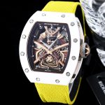 Best Super Clone Richard Mille RM 047 Tourbillon Watch For Men – Samurai Design, Ceramic Case, Skeleton Dial, Yellow Strap image 3