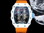 Best Swiss Super Clone Richard Mille RM 53-01 Tourbillon – Premium Carbon TPT Case, Sporty Orange Strap, Skeleton Design image 2
