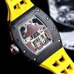 Swiss Samurai Skeleton Super Clone Richard Mille RM 047 Tourbillon Watch With Carbon Case And Yellow Rubber Strap image 3