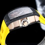 Swiss Samurai Skeleton Super Clone Richard Mille RM 047 Tourbillon Watch With Carbon Case And Yellow Rubber Strap image 5