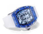 Swiss Richard Mille RM 052 Super Clone Tourbillon Skull Blue Sapphire Case Watch With White Rubber Strap – Bold Design image 6