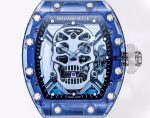 Swiss Richard Mille RM 052 Super Clone Tourbillon Skull Blue Sapphire Case Watch With White Rubber Strap – Bold Design image 3