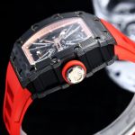 Swiss Richard Mille RM 12-01 Tourbillon Super Clone – Black Carbon Fiber Case With Red Rubber Strap image 6