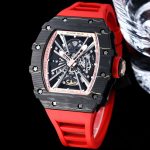 Swiss Richard Mille RM 12-01 Tourbillon Super Clone – Black Carbon Fiber Case With Red Rubber Strap image 4