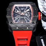 Swiss Richard Mille RM 12-01 Tourbillon Super Clone – Black Carbon Fiber Case With Red Rubber Strap image 5