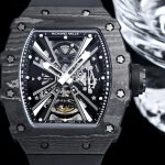 Luxury Super Clone Richard Mille RM12-01 Tourbillon With Black Carbon Bezel, Black Rubber Strap image 4