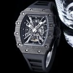 Luxury Super Clone Richard Mille RM12-01 Tourbillon With Black Carbon Bezel, Black Rubber Strap image 3