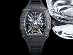 Luxury Super Clone Richard Mille RM12-01 Tourbillon With Black Carbon Bezel, Black Rubber Strap image 2