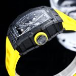 Swiss Super Clone Richard Mille RM 12-01 Tourbillon – Bold Yellow Rubber Strap, Skeleton Dial, Carbon Case image 6