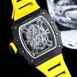 Swiss Super Clone Richard Mille RM 12-01 Tourbillon – Bold Yellow Rubber Strap, Skeleton Dial, Carbon Case image 7