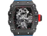 Best Super Clone Richard Mille RM 27-02 Blue Strap Men’s Tourbillon Watch – Carbon Fiber Case, Bold Skeleton Dial image 3