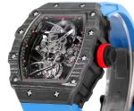 Best Super Clone Richard Mille RM 27-02 Blue Strap Men’s Tourbillon Watch – Carbon Fiber Case, Bold Skeleton Dial image 6