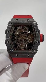 High-End Swiss Richard Mille RM 27-02 Super Clone Tourbillon Watch – Lightweight Carbon Case, Red Rubber Strap For Sport & Style image 3