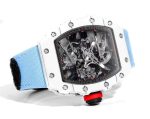 Best Richard Mille RM 27-02 Super Clone Rafael Nadal Tourbillon Watch – White Carbon Fiber Case, Blue Fabric Strap image 6