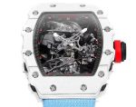 Best Richard Mille RM 27-02 Super Clone Rafael Nadal Tourbillon Watch – White Carbon Fiber Case, Blue Fabric Strap image 4
