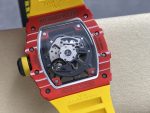 Stylish Swiss Super Clone Richard Mille RM 35-02 Rafael Nadal Watch – Carbon Fiber Skeleton Dial, Yellow Rubber Strap image 9