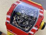 Stylish Swiss Super Clone Richard Mille RM 35-02 Rafael Nadal Watch – Carbon Fiber Skeleton Dial, Yellow Rubber Strap image 5