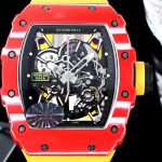 Premium Swiss Richard Mille RM 35-02 Super Clone Rafael Nadal Tourbillon Watch, Carbon Fiber Case, Yellow Strap image 3