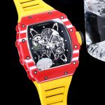 Premium Swiss Richard Mille RM 35-02 Super Clone Rafael Nadal Tourbillon Watch, Carbon Fiber Case, Yellow Strap image 5