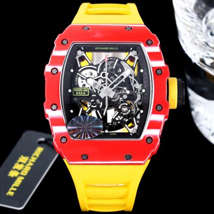 Premium Swiss Richard Mille RM 35-02 Super Clone Rafael Nadal Tourbillon Watch, Carbon Fiber Case, Yellow Strap image 2