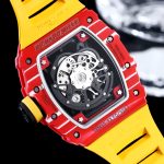 Premium Swiss Richard Mille RM 35-02 Super Clone Rafael Nadal Tourbillon Watch, Carbon Fiber Case, Yellow Strap image 9